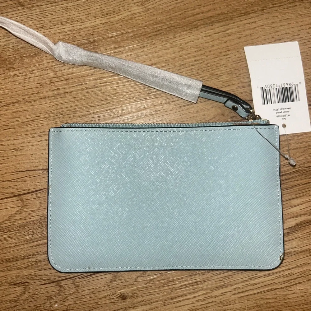 Kate Spade Blue Leather Wristlet with Wrist Strap